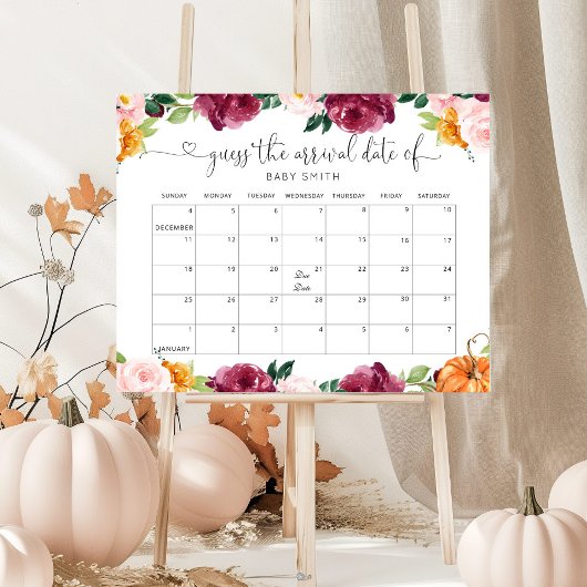 Herfst Kleine pompoen Raad de uitgerekende datum k Poster