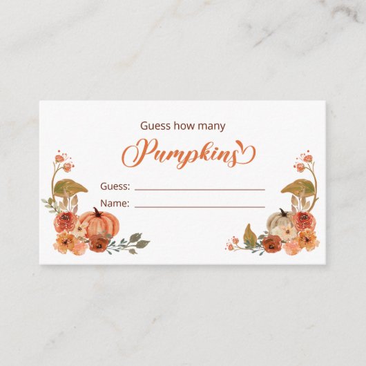 Herfst Kleine Pompoen Raad eens hoeveel pompoenen Informatiekaartje (Voorkant)