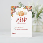 Herfst Kleine Pompoen RSVP-reactiekaart RSVP Kaartje (Staand voorkant)
