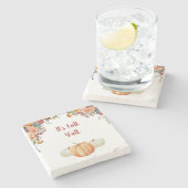 Herfst Kleine Pompoen RSVP-reactiekaart Stenen Onderzetter (Zijkant)