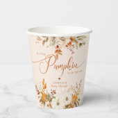 Herfst kleine pompoen rustiek baby shower papieren bekers (Achterkant)