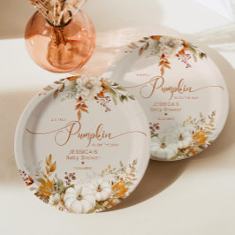 Herfst kleine pompoen rustiek baby shower papieren bordje