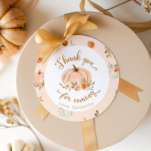 Herfst kleine pompoen verjaardag dank u bedankjes labels