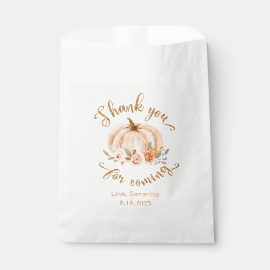 Herfst kleine pompoen verjaardag dank u trakteren bedankzakje (Voorkant)