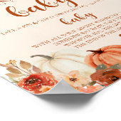 Herfst kleine pompoen zeg geen Baby Baby shower Poster (Hoek)