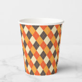 Herfst Kleur Argyle Paper Cup Papieren Bekers (Achterkant)