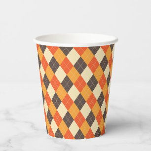 Herfst Kleur Argyle Paper Cup Papieren Bekers