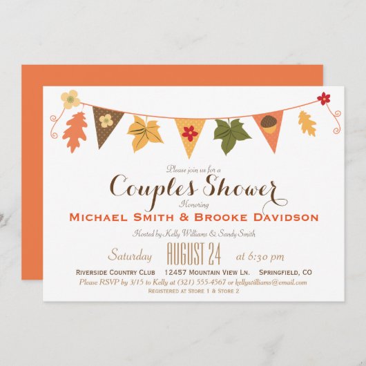 Herfst Kleur Bladeren Bunting Paren Trouwdouche Kaart (Voorkant / Achterkant)