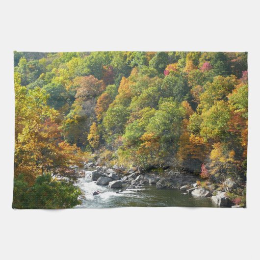 Herfst Kleur in Ohiopyle State Park Theedoek (Horizontaal)
