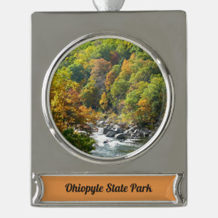 Herfst Kleur in Ohiopyle State Park Verzilverd Banner Ornament