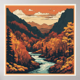 Herfst Kleur op de Colorado River Graphic Art Poster
