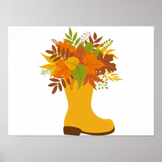 Herfst kleur Planten in laarzen Poster (Voorkant)