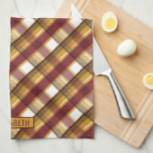 Herfst Kleur Schotse Ruit Patroon & Aangepaste Naa Theedoek (Quarter Fold)