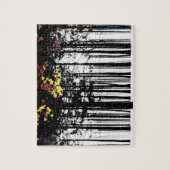 Herfst Kleur Splashes op Zwarte Silhouet Bomen Legpuzzel (Verticaal)