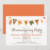 Herfst kleur verlaat Bunting Flag Housewarming Par Kaart (Voorkant / Achterkant)