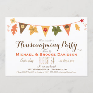Herfst kleur verlaat Bunting Flag Housewarming Par Kaart