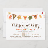 Herfst kleur verlaat Bunting Flag Retirement Party Kaart (Voorkant)