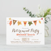 Herfst kleur verlaat Bunting Flag Retirement Party Kaart (Staand voorkant)