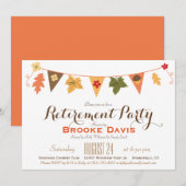 Herfst kleur verlaat Bunting Flag Retirement Party Kaart (Voorkant / Achterkant)