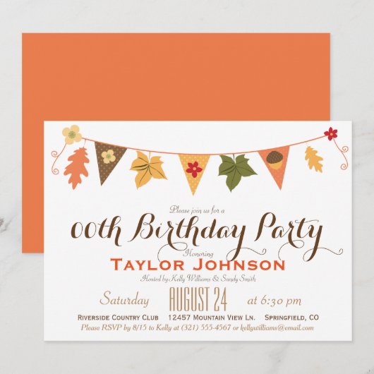 Herfst kleur verlaat Bunting Flag verjaardagsfeest Kaart (Voorkant / Achterkant)