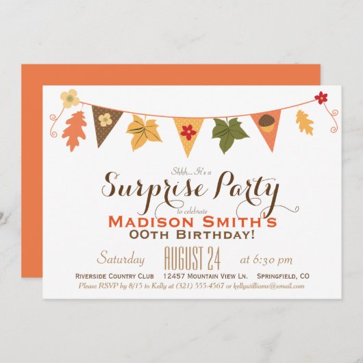 Herfst kleur verlaat Bunting Verjaardag Surprise P Kaart (Voorkant / Achterkant)