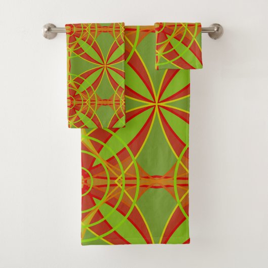 Herfst Kleuren Abstract Geometrisch Ontwerp Bad Handdoek (Insitu)