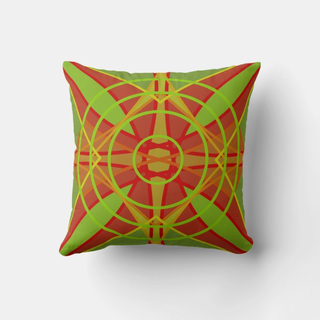 Herfst Kleuren Abstract Geometrisch Ontwerp Kussen (Achterkant)