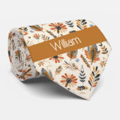 Herfst Kleuren Boho-geïnspireerd Botanisch Stropdas (Opgerold)