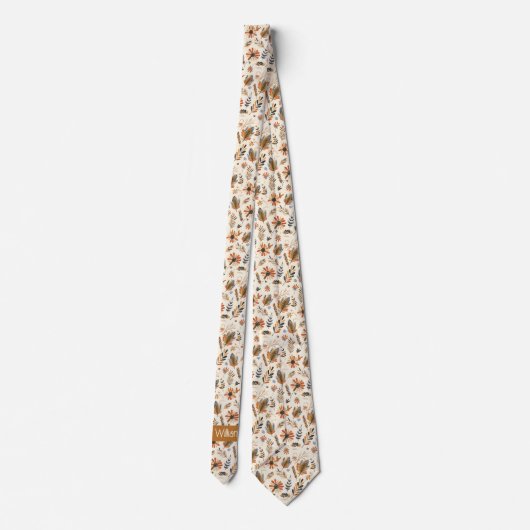 Herfst Kleuren Boho-geïnspireerd Botanisch Stropdas (Achterkant)