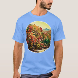 Herfst kleuren bos olie schilderij t-shirt