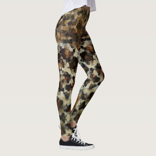 Herfst kleuren Grappig mozaïek patroon Leggings (Rechts)