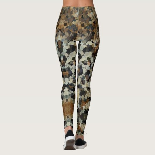 Herfst kleuren Grappig mozaïek patroon Leggings (Achterkant)