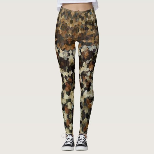 Herfst kleuren Grappig mozaïek patroon Leggings (Voorkant)