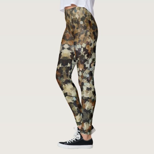 Herfst kleuren Grappig mozaïek patroon Leggings (Links)