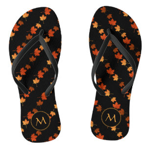 Herfst Kleuren Maple Leaves patroon monogram Teenslippers