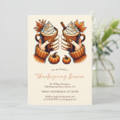 Herfst Kleuren Pompoen Spice Thanksgiving Diner Kaart (Staand voorkant)