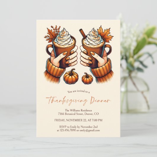 Herfst Kleuren Pompoen Spice Thanksgiving Diner Kaart (Staand voorkant)