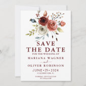 Herfst Kleuren Waterverf Bloemen Save the Date Kaart (Voorkant)