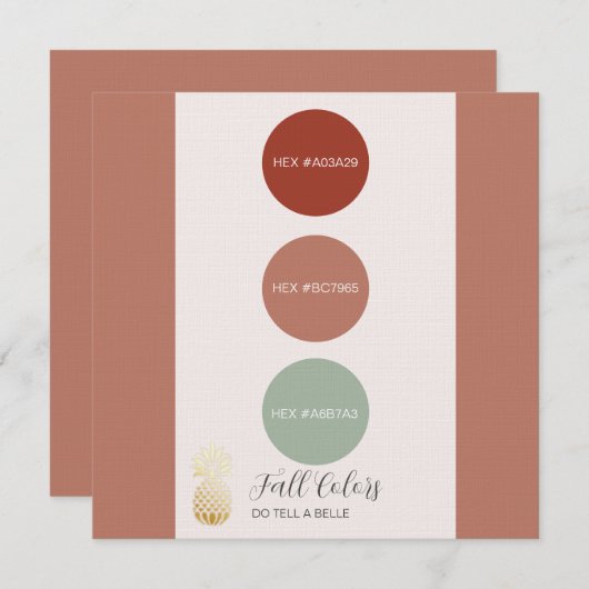 Herfst Kleurenpalet HEX Codes Kaart (Voorkant / Achterkant)