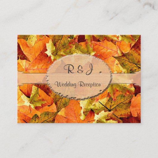 Herfst kleurrijk vertrekt trouwrecepten. informatiekaartje (Voorkant)