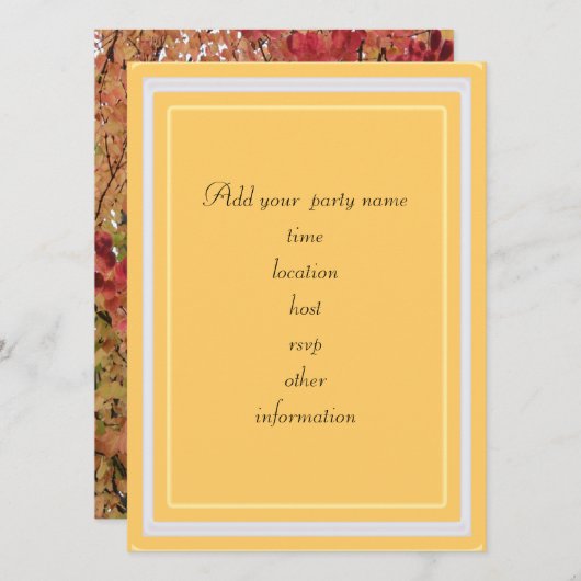 herfst kleurrijke bladeren blanco uitnodiging (Voorkant / Achterkant)