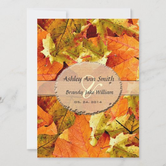 Herfst kleurrijke bladeren trouwuitnodigingen kaart (Achterkant)