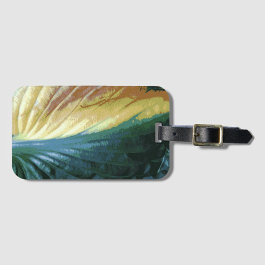 Herfst Kleurrijke Bladfoto, Groen Geel Bruin Kleur Bagagelabel (Voorkant (horizontaal))