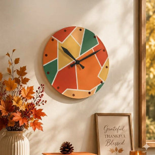 Herfst Kleurrijke Geometrische Muurkunst Huisdecor Ronde Klok