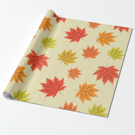 Herfst Kleurrijke Herfst Maple Bladeren Patroon Cadeaupapier (Uitgerold)