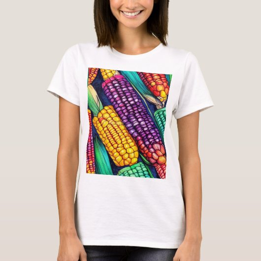 Herfst Kleurrijke Mais T-shirt (Voorkant)