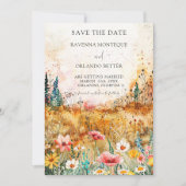 Herfst Kleurrijke Wilde Bloemenweide Bruiloft Save The Date (Voorkant)