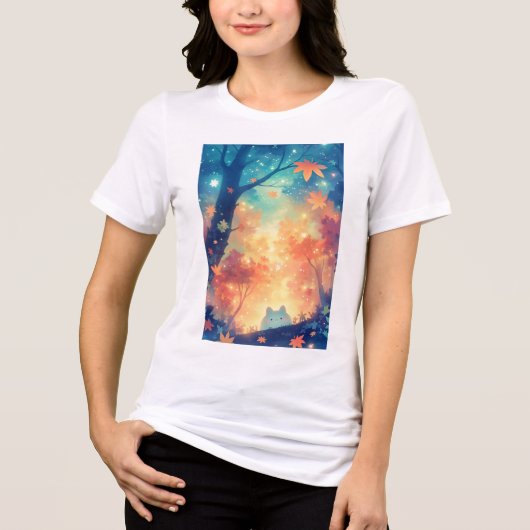 Herfst Knus Kitten Gezel Tri-Blend Shirt (Voorkant)