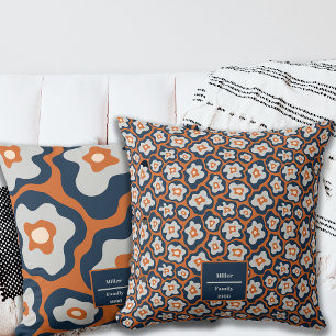 Herfst kobalt blues roest ei bloemen aangepaste na kussen