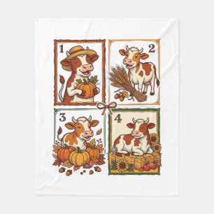 Herfst Koe Kwartet Vintage Patchwork Boerderij Shi Fleece Deken